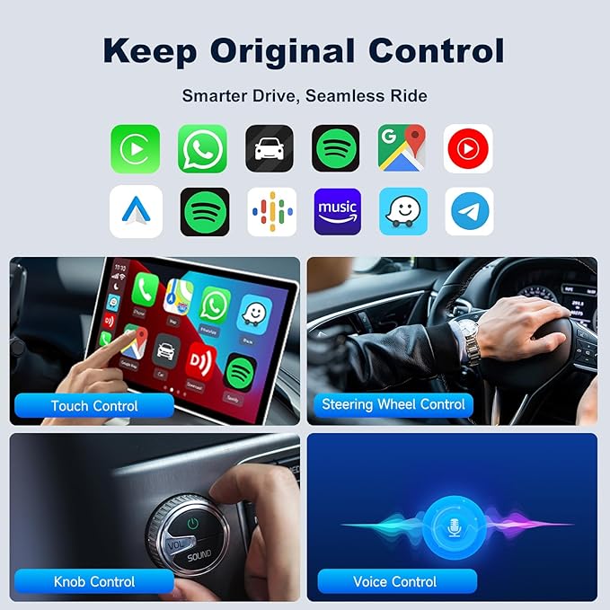 Carlinkit Mini Ultra Wireless CarPlay & Android Auto Adapter, Convert Factory Wired to Wireless, USB-A/USB-C Fast Connection for iPhone & Android 11+, Plug & Play Car Play Dongle, OTA Upgrade