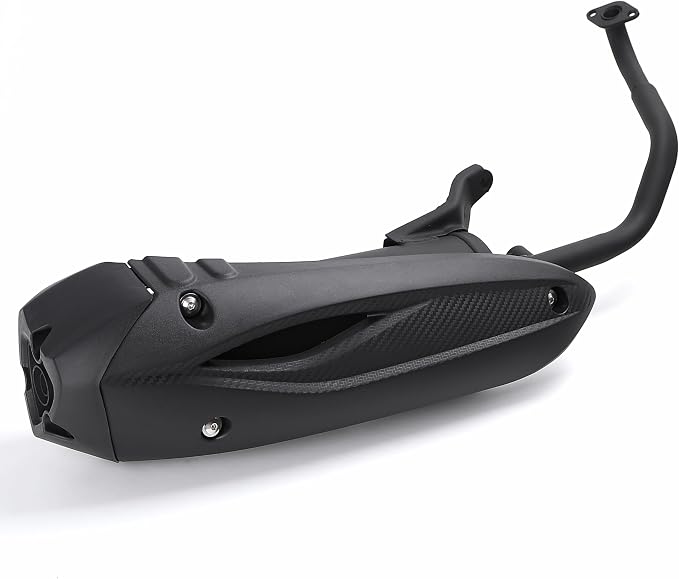 Mokuo Motorcycle Exhaust Assembly in Heavy Iron Material Compatible with Chinese GY6 125cc 150cc 4-Stroke Engine Scooter Moped RSZ 150cc,Xpro Bali 150
