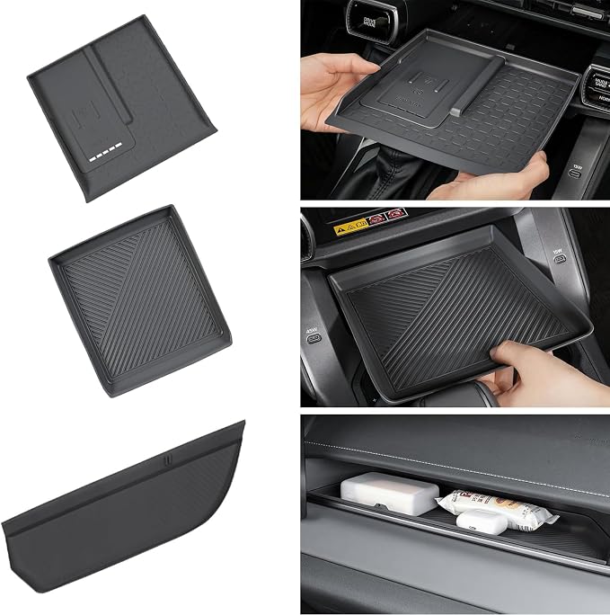 3PCS Center Console &Co-Pilot Front Organizer Tray &Wireless Charging Anti-Slip Compatible with Toyota 2026 RAV 4 XSE GR Sport Hybrid Limited XLE Woodland 2026 RAV4 Interior Accessories