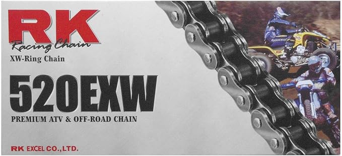 RK Racing Chain 520EXW-110 (520 Series) Steel 110 Link Extreme Performance Off-Road and ATV XW-Ring Chain with Connecting Link