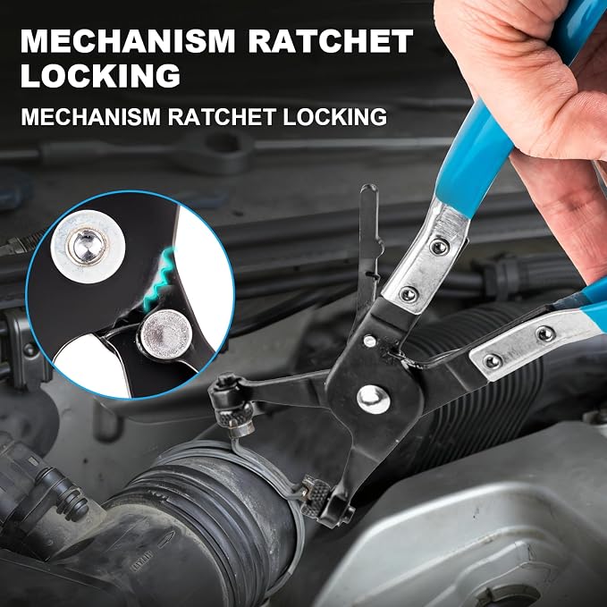 9PCS Professional Hose Clamp Pliers Set for Automotive, Long Reach Flexible Wire & Swivel Jaw Pliers for Fuel, Oil, Coolant Radiator Heater and Water Hoses