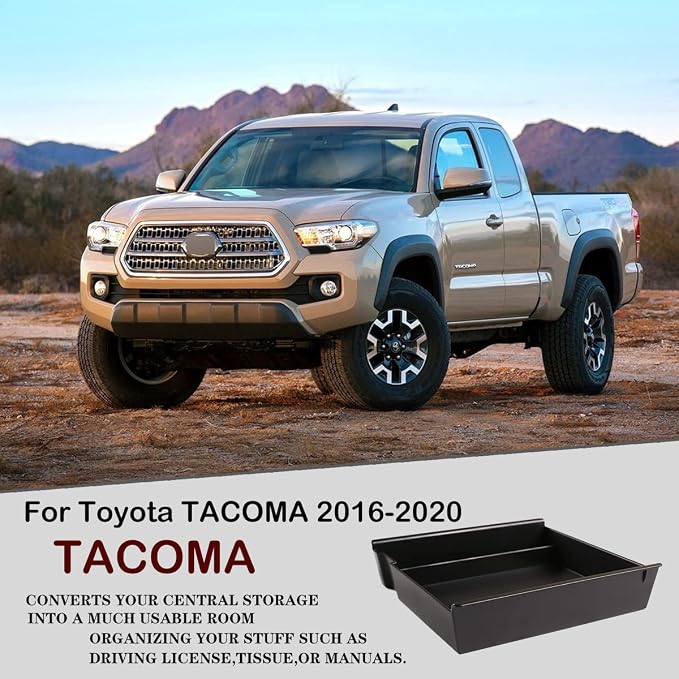 CHEAYAR Compatible with Toyota Tacoma Accessories 2016-2021 Toyota Tacoma Center Console Accessory Organizer Tray Storage Insert ABS Materials Armrest Box Storage Box Secondary（Without Non-Slip mat）