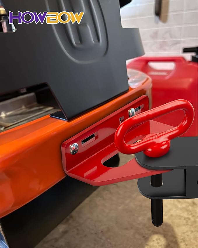 Zero Turn Trailer Hitch With Hitch Pin, 1/4"(6mm) Thick Heavy Duty Steel Universal Lawn Mower Towing Hitch Kit With Pin, Versatile Chain Slot Rugged Hitch Included Carriage Bolt & R Clip Red & Red