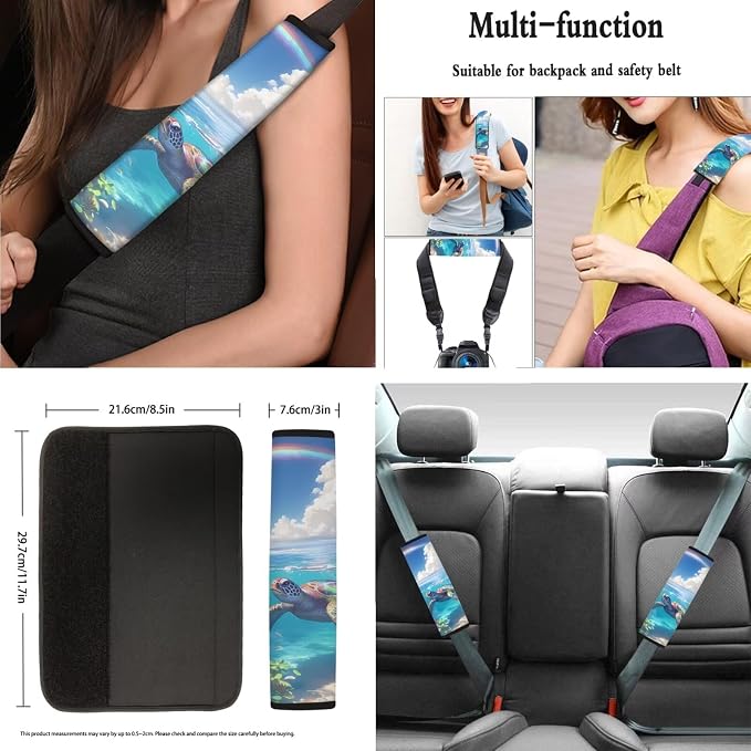 AFPANQZ Blue 3D Turtle Car Seat Covers Full Set of 11 Seat Accessories Protector Hand Brake Gear Shift Knob Cover, Seat Belt Pads, Steering Wheel Cover Universal Fit Car Truck SUV