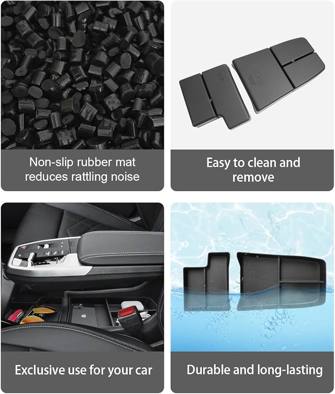 CDEFG 2Pcs for 2025 2026 BMW X1 Center Console Organizer for 2023 2024 2025 2026 BMW X1 U11 (xDrive28i/ M35i) Accessories Lower Console Organizer TPE Storage Box