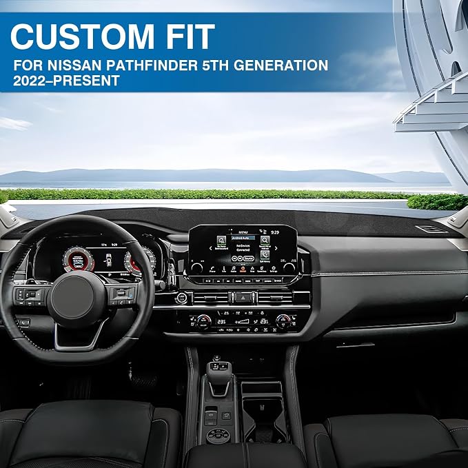 KUST Black Dash Cover for 2022-2025 2026 Nissan Pathfinder (NOT fit for Pathfinder Platinum 22-26) (Without HUD) Dashboard Cover Non-Slip Interior Accessories for Pathfinder Custom Fit Dash Mat