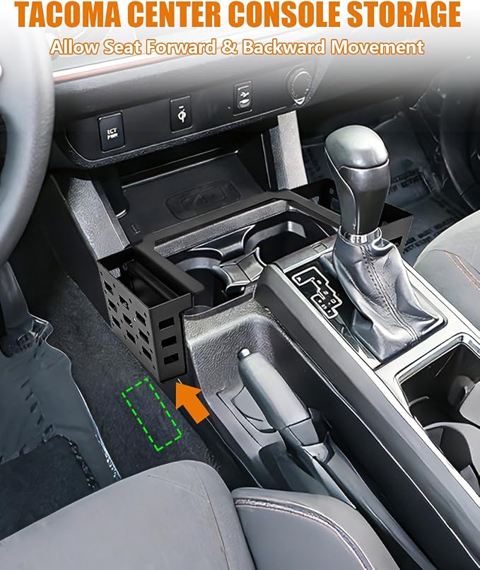 Center Console Gear Shift Organizer for Tacoma 2016-2023 Automatic Only | Aluminum Alloy, Gear Shifter Side Storage Tray