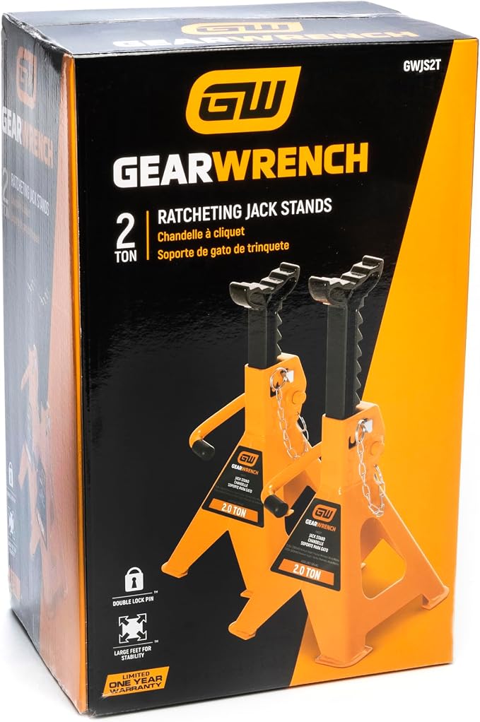 GEARWRENCH 2 Ton Ratcheting Jack Stands - Pack of 2 | GWJS2T