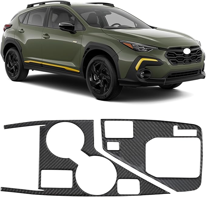 Real Carbon Fiber Gear Shift Panel Trim Cup Holder Panel Trim Compatible with Subaru Crosstrek 2024 2025 2026, Interior Decor Sticker Accessories for Subaru Impreza 2024 2025 2026