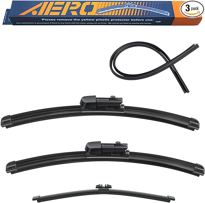 AERO Wipers Replacement for BMW X5 2013 2012 2011 2010 2009 2008 2007, 24"+20" Front + 15" Rear, Premium All-Season Windshield Wiper Blades with Extra Squeegee Refills + 1-Year Warranty (Set of 3)