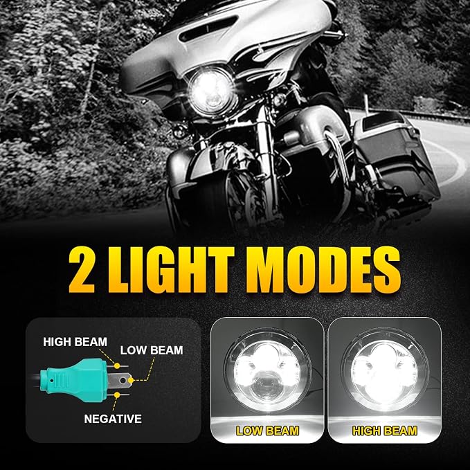 LX-LIGHT Chorme 7 Inch Motorcycle LED Headlight with 4.5 Inch LED Passing Fog Lamps and Mounting Bracket Compatible with Street Glide Road King Fat Boy Ultra Classic Electra Tri Cvo Heritage Softail