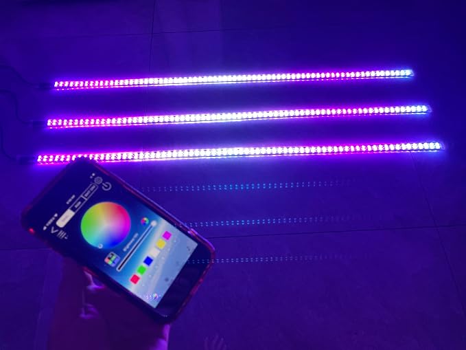3PCS 1FT 2FT 3FT 4T 5FT 6.5FT Double Row Dual LEDs Dyanmic Symphony RGB Chasing Light Strips for Slingshot Wheel Car Truck Slingshot Hood Grille APP Remote (3PCS 3FT Double Row Light Strips)