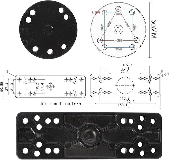 1.5" Ball Lengthened Arm Fish Finder Mount with Double Arms, Aluminum Alloy Marine Electronic Mount, Round Base with 1.5 inches / 38mm / C Size Ball, Compatible with Garmin, Lowrance, Humminbird More