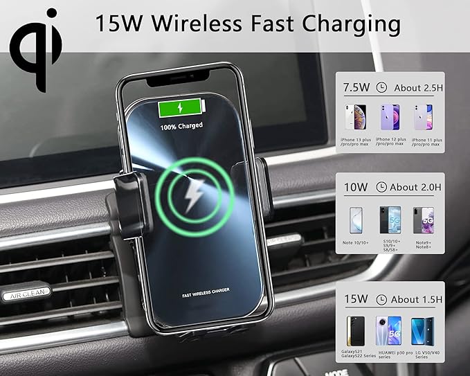 Car Phone Holder Fit for Audi A3 S3 RS3 8V 2020-2014,Phone Mount with 15W Fast Charging,Stand in Car Air Vent/Dashboard,Auto-Clamping Wireless Car Charger Custom for iPhone,Samsung,LG ect.