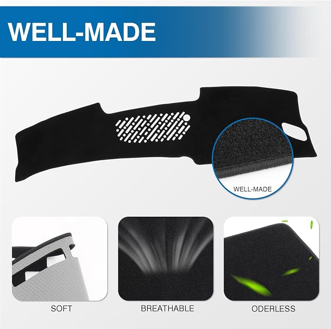 KUST Black Dash Cover for Hyundai Kona 2024 2025 2026 Polyester Dashboard Cover Non-Slip Interior Accessories for Hyundai Kona Custom Fit Dash Mat Sunshade Windshield No Glare