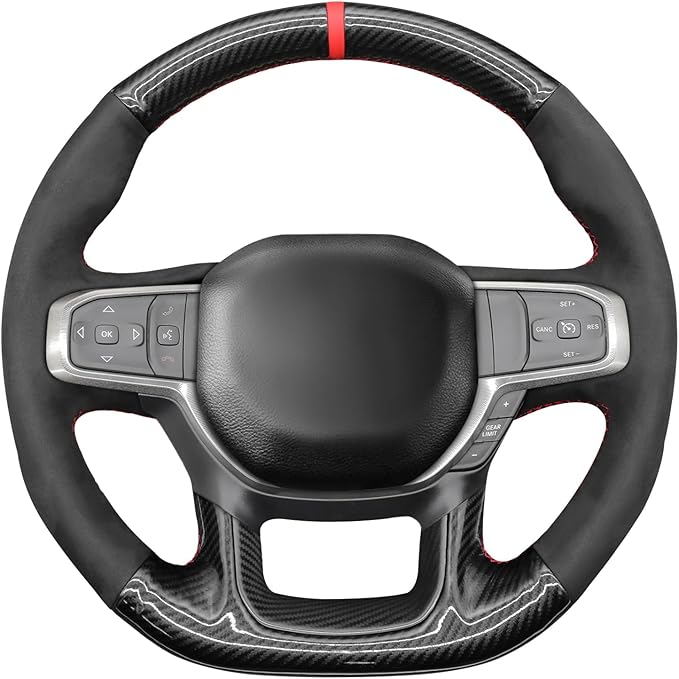 MEWANT Steering Wheel Covers for Dodge Ram 1500 TRX 2021-2024 Hand-Stitched Steering Wheel Wrap