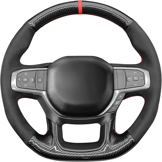 MEWANT Steering Wheel Covers for Dodge Ram 1500 TRX 2021-2024 Hand-Stitched Steering Wheel Wrap