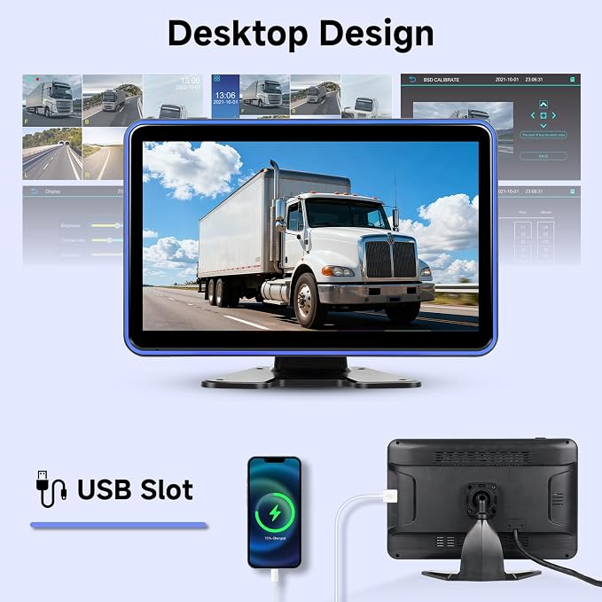 5 Channel Touchscreen Backup Camera Monitor for Truck/RV/Semi Trailer/Van/Cars, 10.1 Inch HD Night Vision Backup System, Music & Video Blind Spot Warning Loop Record Waterproof Reverse Cameras
