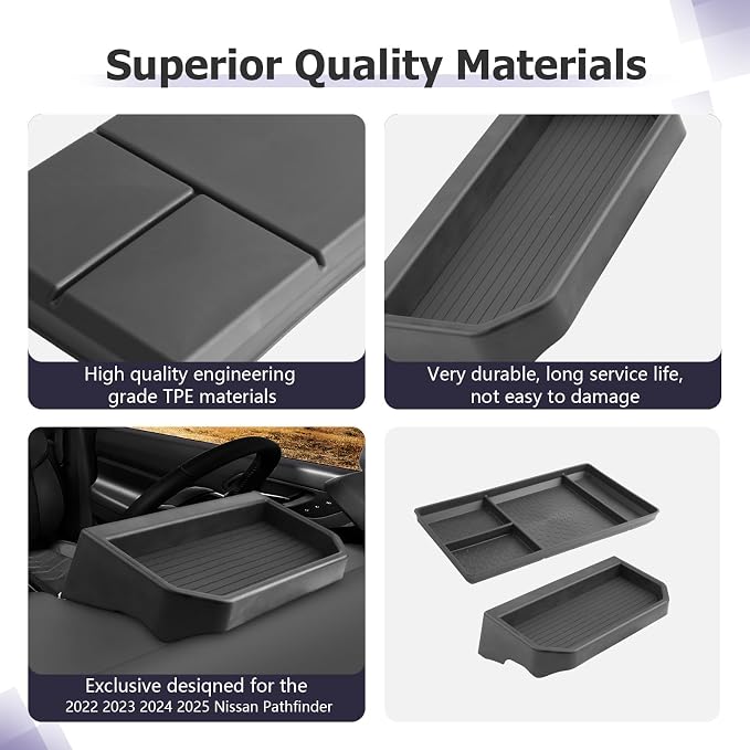 LUWU for 2025 Pathfinder Center Console Tray Set 2022 2023 2024 2025 Nissan Pathfinder SL/Platinum/Rock Creek Accessories Dashboard Storage Tray Lower Center Console Organizer 2-Pack