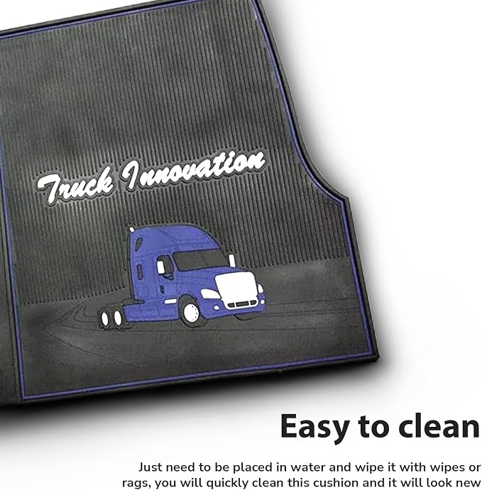 FIT Freightliner Cascadia Rubber Front Floor Mats Set Black & Blue fits with Cargo Liners for 2008 2009 2010 2011 2012 2013 2014 2015 2016 2017 Models with Standard Transmission (FT617)