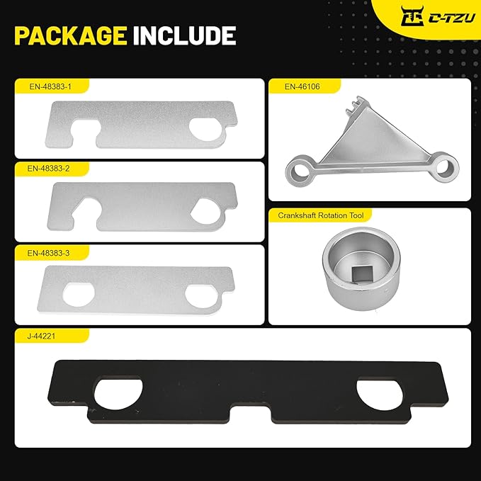 Camshaft Retaining and Alignment Timing Tool 6 Pcs Kit, Fit for GM GMC Cadillac Buick Pontiac Chevrolet 2.8 2.9 3.0 3.2 3.5 3.6 3.7 4.2 Engine, Replace J-44221 EN-48383 EN-46105 EN-46106 EN-46111