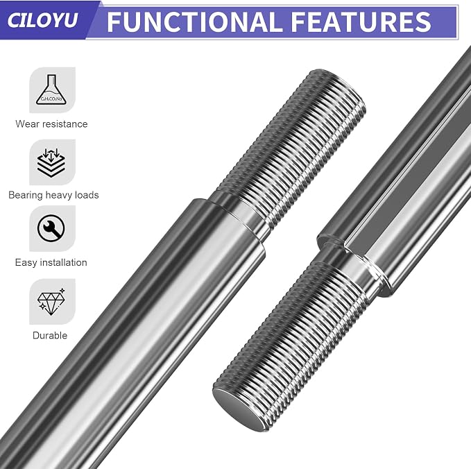 44" Go Kart Live Axle Kit with 1" Bore 3/4" Step Down 3/4-16" Fine Thread Ends 1/4" Keyway Replacement for Go Kart Cart ATV Quads Dune Buggies Powersports Accessories Parts