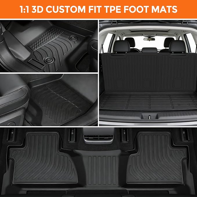 Floor Mats for Chevy Tahoe 2015-2020 and for GMC Yukon 2015-2020 (for Bucket Seat, Not for XL), Heavy Duty TPE All Weather Protection, Waterproof Non-Slip (Floor Mats & Cargo Liner & Seatback Mat)