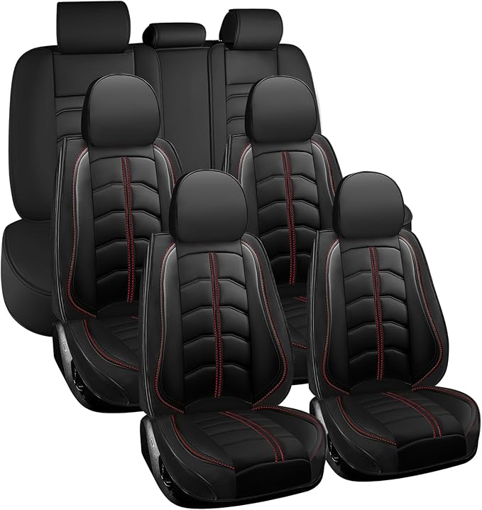 Car Seat Cover 7 Seats for Toyota Highlander 2001-2026, Durable Wear Resistant Waterproof Seat Cover, Breathable No Odor Premium Leather Vehicle Interior Accessories.(7 Standard,Black)