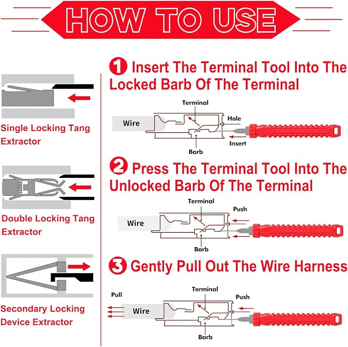 48 Pcs Terminal Removal Tools with Leather Case, Depinning Tool Kit | Connector Pin Removal Tools Depin Tool Terminal Depinning Kit for Automotive, Motorcycle & Electrical Most Connectors