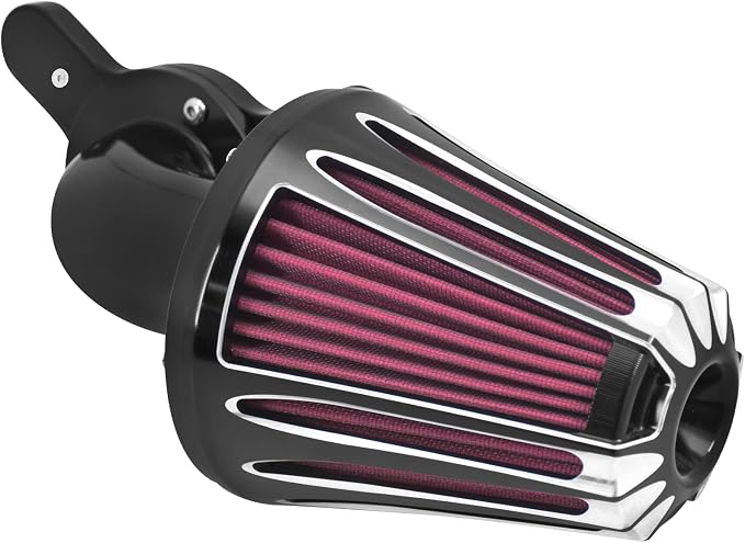 Motorcyle Air Cleaner Filter CNC 90° Forward-Facing Kit Fit for Harley Softail Touring Trike Sportster XL Dyna (Black Housing Red Element, C For Touring 08-16,Softail 16-17,Trike 08-16)
