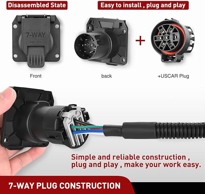 Nilight 7 Pin Trailer Wiring Harness Kit 56413 Vehicle Standard 7 Way Connector Custom for 2015 2016 2017 2018 2019 2020 Ford F-150 Simple Fit Tow Hitch Harness
