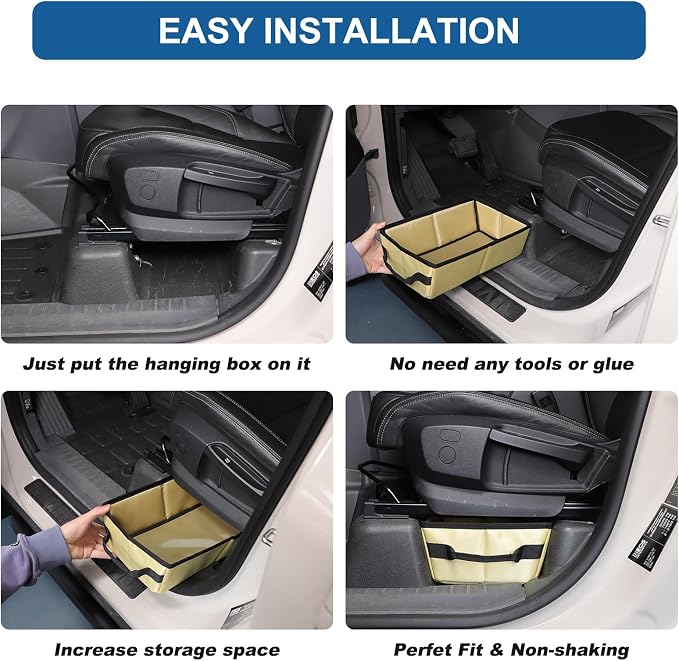 Under Seat Storage Box Tray Compatible with Ineos Grenadier 2020-2025, Customized Oxford Cloth Driver Passenger Underseat Hidden Organizer Tool Box Organizer with Anti-slip and Handle (Beige)