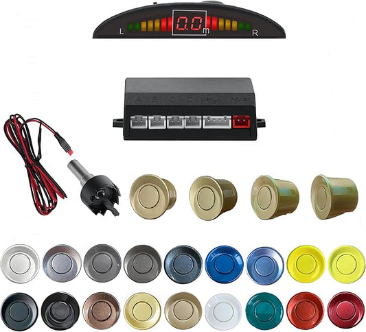 Parking Sensor Kit Backup Sensor Kit Reverse Sensor for Car 18 Color Options for Probes Adjustable Alarm Volume Professional Sensore de Reversa para Carro Safe Driving Assistant（Gold）