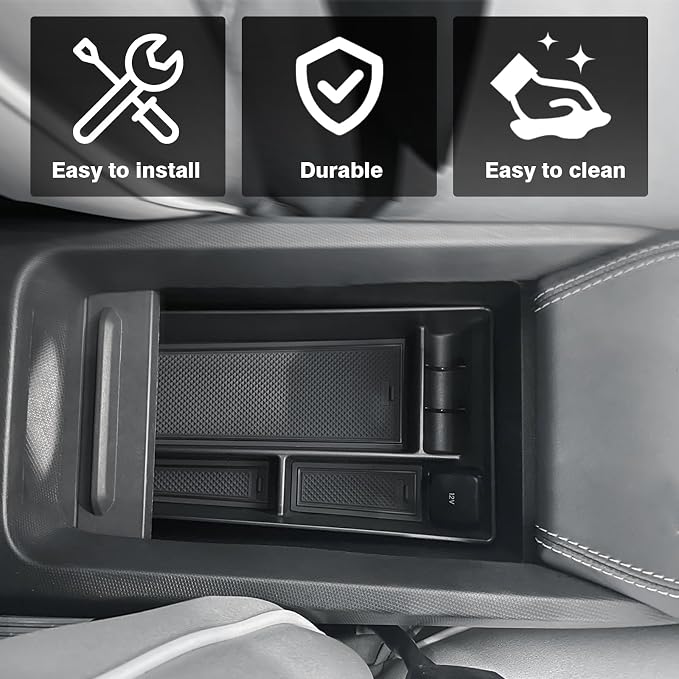 BestEvMod AOSK Center Console Organizer & Dash Tray & Screen Back Organizer Compatible with 2021-2024 Mustang Mach E Accessories 3PCS Set Storage Box Middle (V1 Console + Screen Back + Dash)