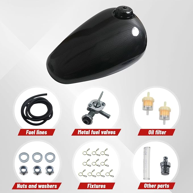 Gas Fuel Tank fit for Coleman CT200U-EX for Axis M200 for Hisun HS200-3 & 196cc Mini Bikes 5.5L capacity with Carbon Fiber Pattern