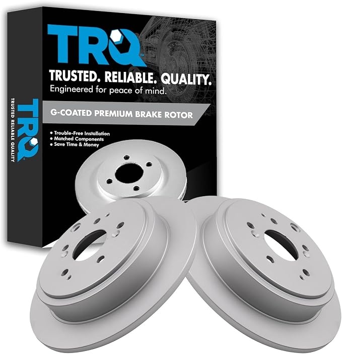 TRQ Rear Brake Rotor Set G Coated Solid Compatible with 2001-2006 Acura MDX 2003-2008 Honda Pilot