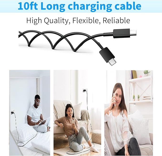 Z Flip Super Fast Charger Type C,45W USB C Wall Charger Fast Charging for Samsung Galaxy S26 Ultra/S24/S23/S25，Galaxy Z Flip7 /Flip 6/Flip5 Z Fold 7/6 & 10FT Long Type C Charging Cable 2Pack
