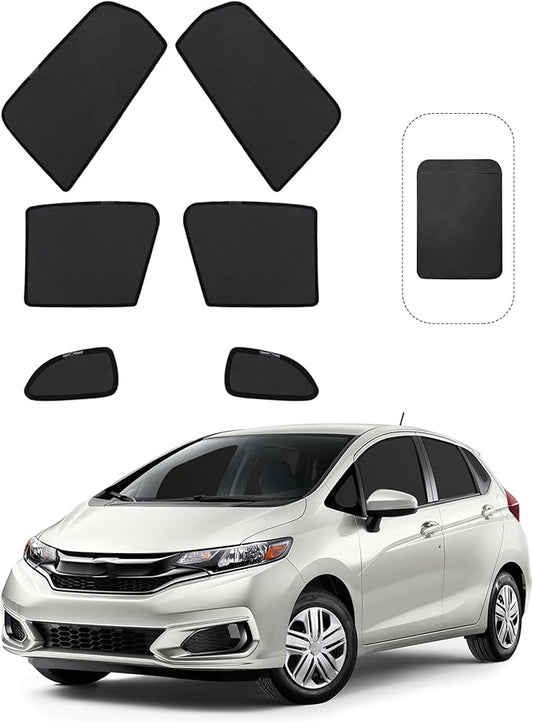Front Side Half Window Shade Foldable Custom Fit for 2013-2020 Honda Fit Car Window Shades for Side Window Sun Shade UV Protection Heat Insulation for Camping Sleeping 6PCS