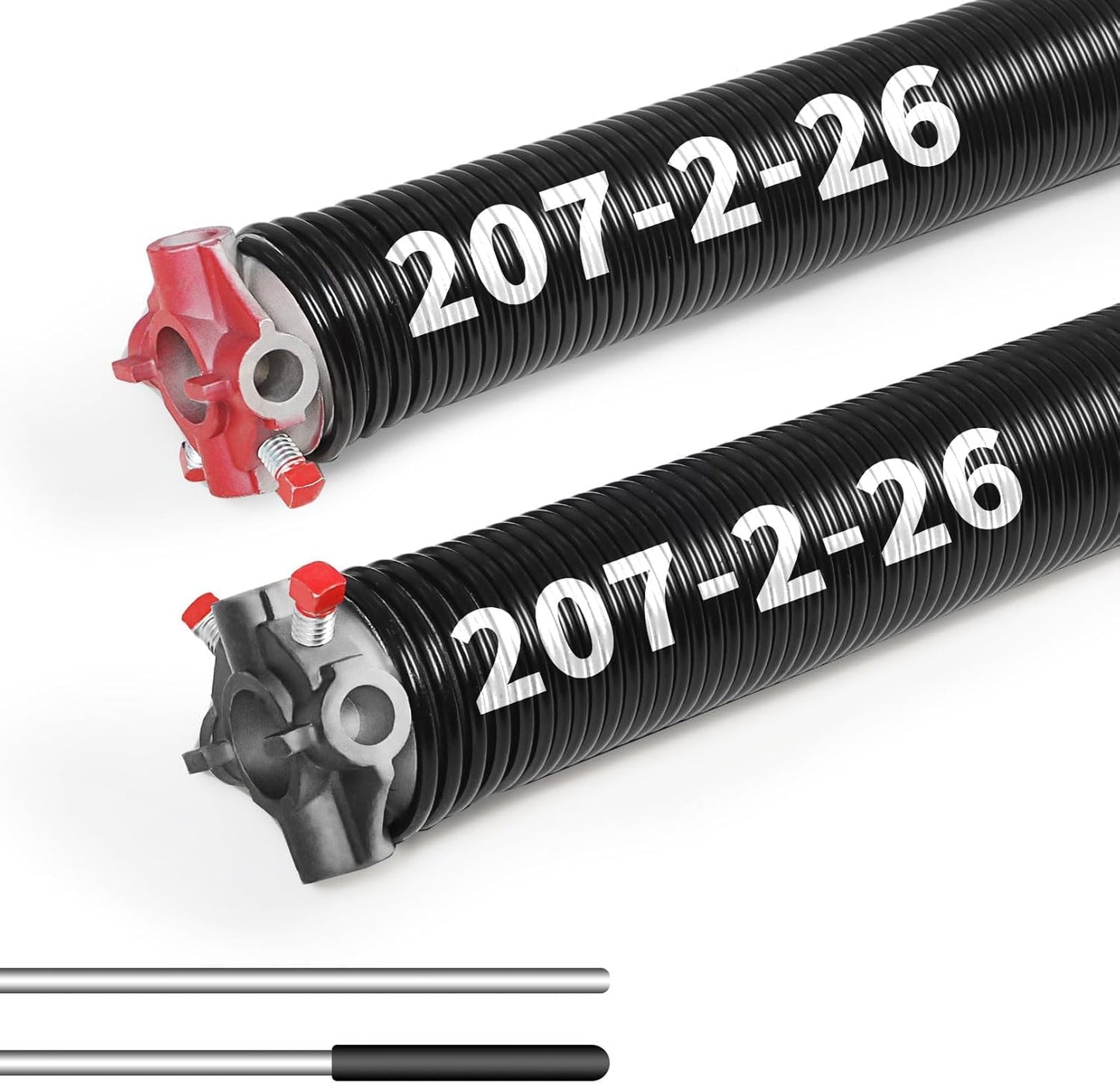Pair of 2"Garage Door Torsion Springs Set with Non-Slip Winding Bars, Electrophoretic Coated (0.207X2"X26")