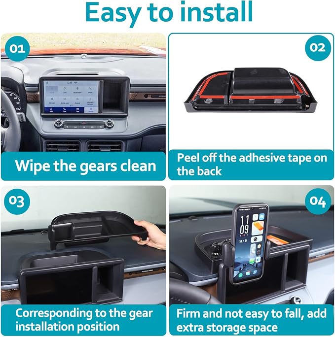 CHEAYAR Dashboard Storage Box Fit for Ford Maverick 2022, ABS Dash Panel Tray Organizer, Dash Tray Phone Holder Mount with Storage Box, Dash Center Console Table Storage Tray (Type A)