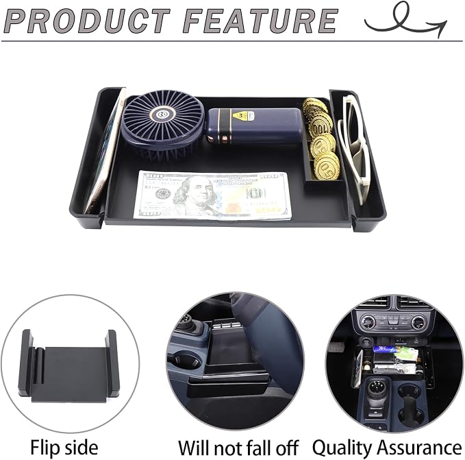 Lcojicep Center Console Gear Shift Organizer Storage Tray Compatible with Ford Maverick 2022-2024 Central Control Side Storage Box Gear Shifter Console Organizer Tray，Interior Accessories