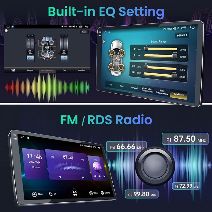 Car Radio for Toyota Corolla 2014-2016: Upgrade Android 13 Head Unit with 1280 * 800 HD Touchscreen Stereo Carplay Android Auto 5G WiFi Bluetooth 1080P Backup Camera GPS FM