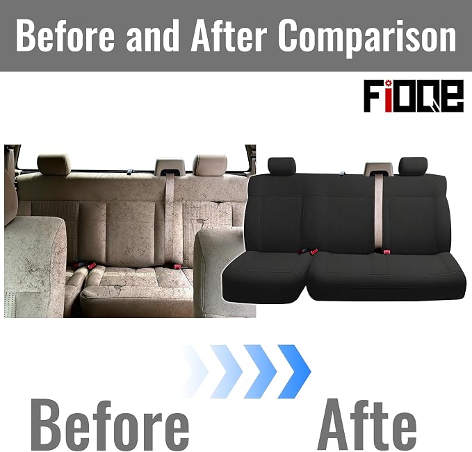Heavy-Duty Knit Seat Covers for Ford F150 XLT Super Cab 2004 2005 2006 2007 2008 Rear Bench Durable Fabric Protection - Black