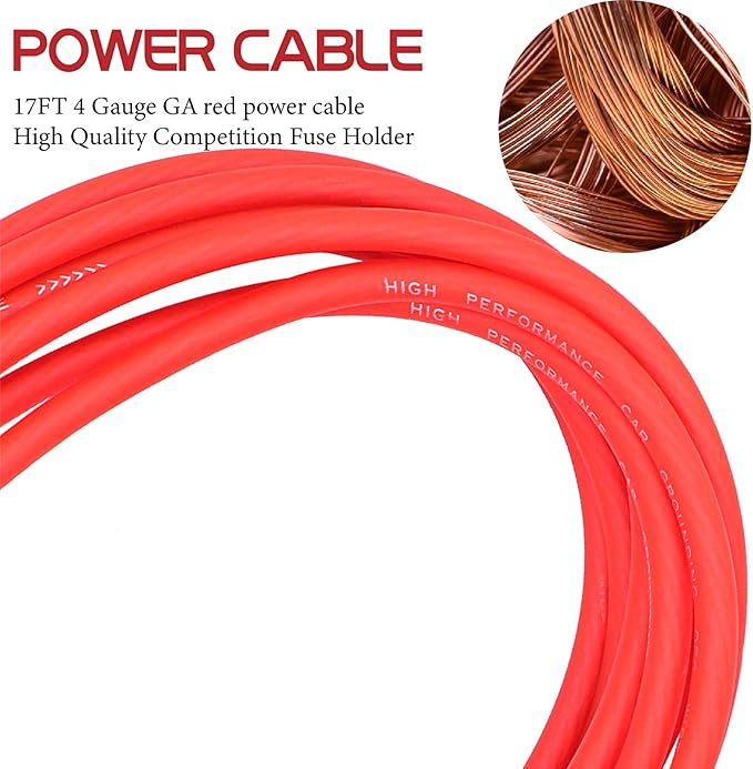4 Gauge Amp Subwoofer Wiring Kit,Make Connections and Brings Power to Your Amplifier,Audio,Subwoofers and Speakers