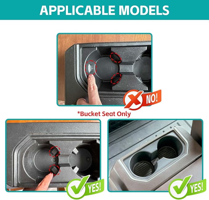 Backseat Cup Holder Insert for 2015-2020 Ford F150 & 2017-2022 F250 F350 F450 Accessories, Rear Center Console Armrest Cup Holder Organizer Tray Drink Holder, Full Console w/Bucket Seats ONLY