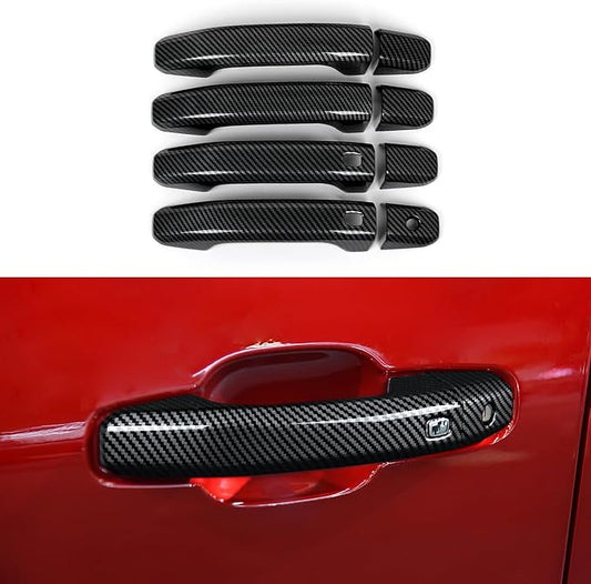 Car ABS Exterior Side Door Handles Decoration Trim Cover Accessories for Chevy Colorado/GMC Canyon 2023 2024 2025 (Carbon Fiber Style)