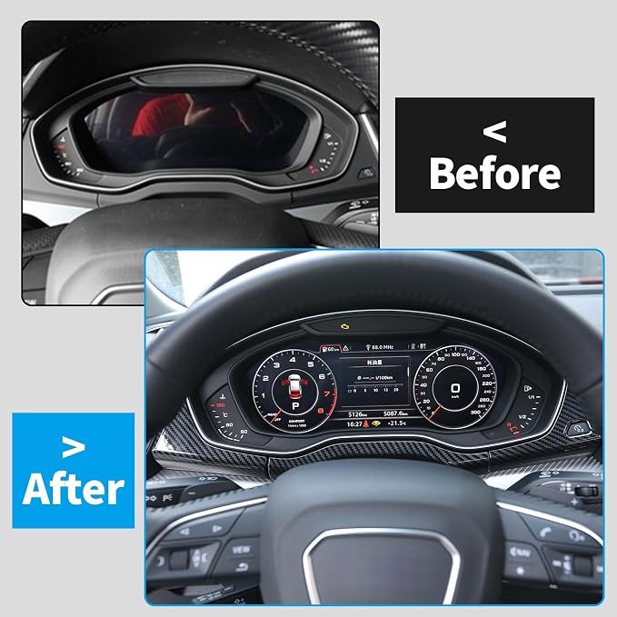 Dashboard Trim Frame Compatible with Audi Q5 2018-2025, Dial Dashboard Moulding Stickers, Carbon Fiber Dash Instrument Cluster Speedometer Frame Cover, ABS Carbon Fiber Q5L Accessories Accessories