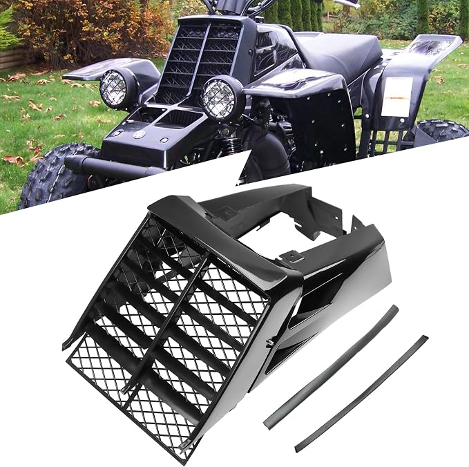 Black Plastic Gas Tank Side Covers with Grill, Compatible with Yamaha Banshee 350 1987-2006, 2-PC Set, OE 2GU-21711-90-00, 2GU-21721-90-00, 2GU-2171L-00-00