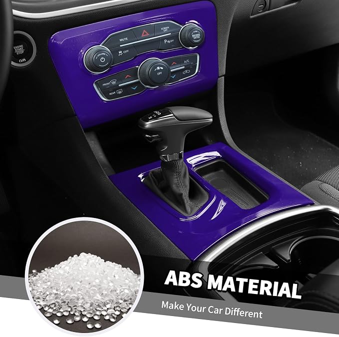 Jimen Fit for Dodge Charger 2015-2023, 12PCS Interior Trim Kits - Center Console Dash Panel, Air Conditioning Control Panel, Gear Shift Cover, Headlight Switch Frame (Purple)