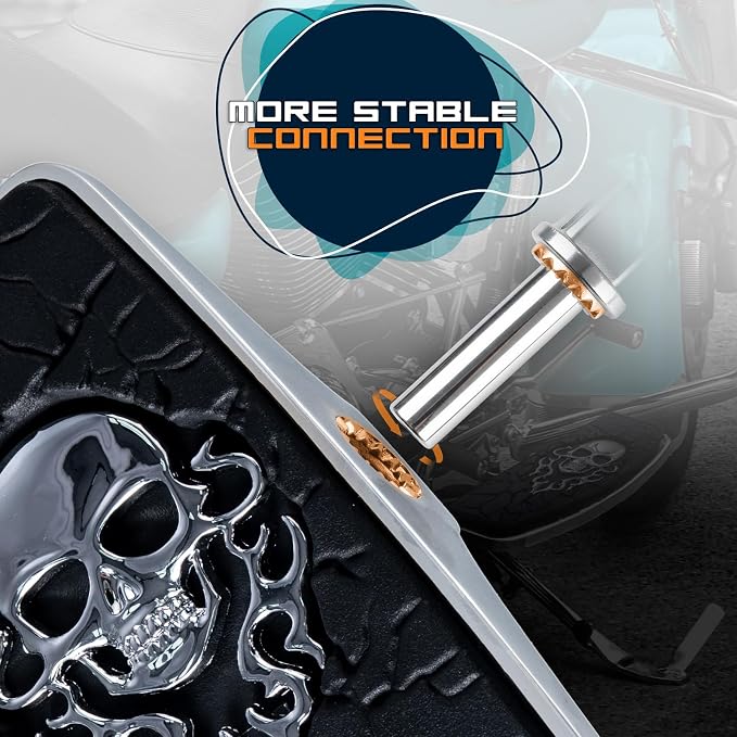 Front Rear Rider Passenger Floorboard FootPeg for Victory Cross Country Hammer Vegas 8-Ball Kingpin Indian Chief Dark Horse Chieftain Springfield etc (Metal Skull, Chrome)